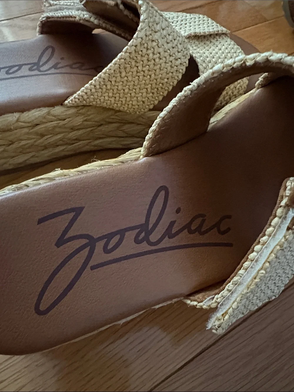 Zodiac Woven Platform Slide Sandals in Natural Beige